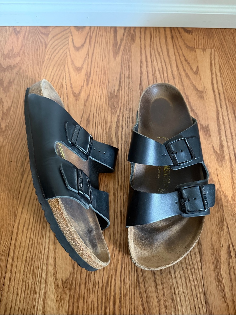Birkenstock Arizona Black Two-Strap Leather Sandals